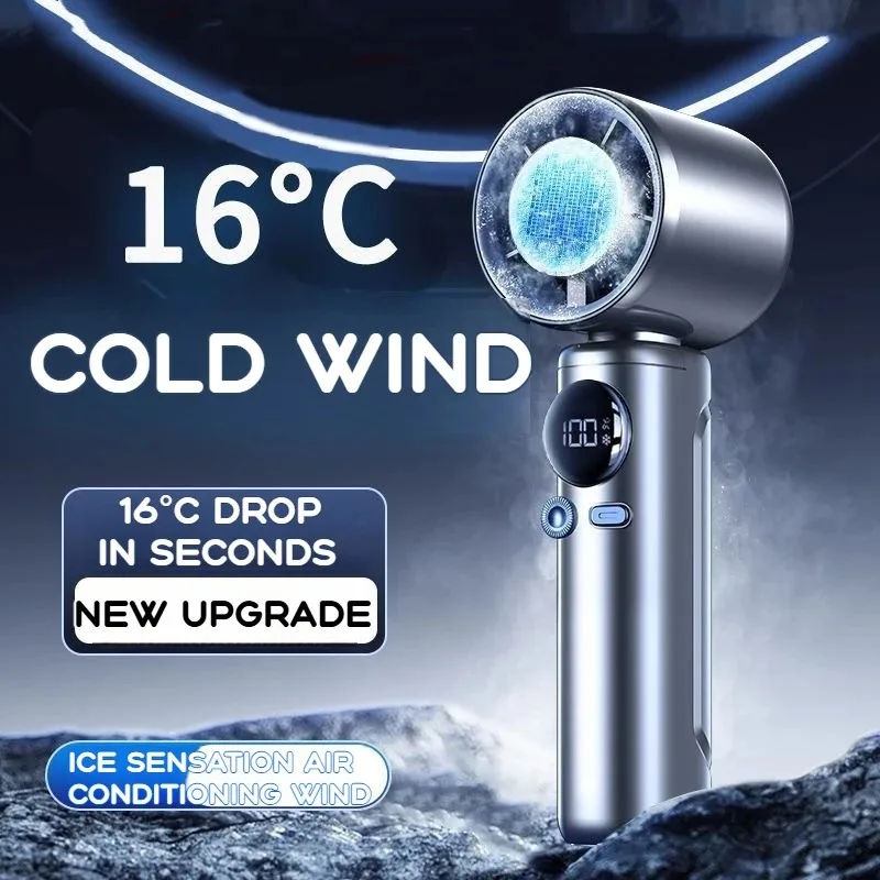 

Вентилятор для льда большой емкости 4000 мАч, портативный карманный вентилятор с полупроводниковым охлаждением, бесшумный ручной вентилятор, уличный вентилятор