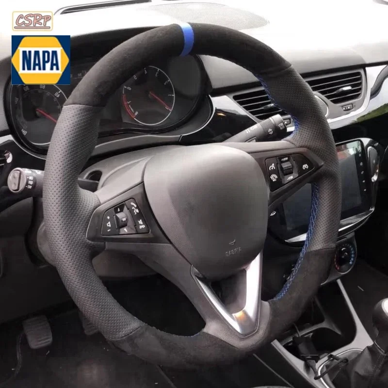 Customized Car Steering Wheel Cover Non-Slip Suede For Opel Astra(K) Corsa(E) Crossland X Grandland X Insignia Leather Steering