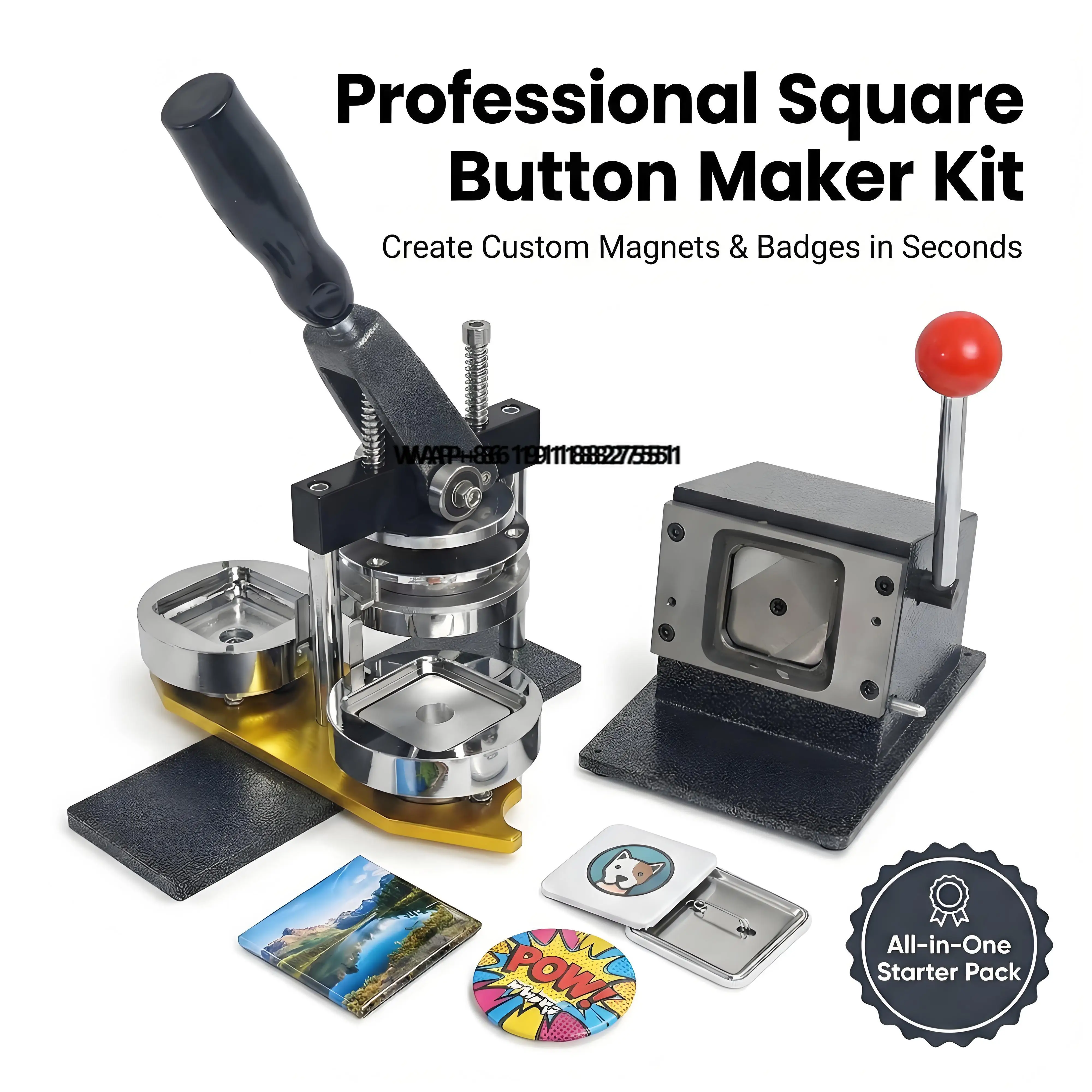 

50MM Square Automatic Assembly Line Badge Machine Homemade Badge Refrigerator Sticker Suit Millet Badge Consumables Cross-Border