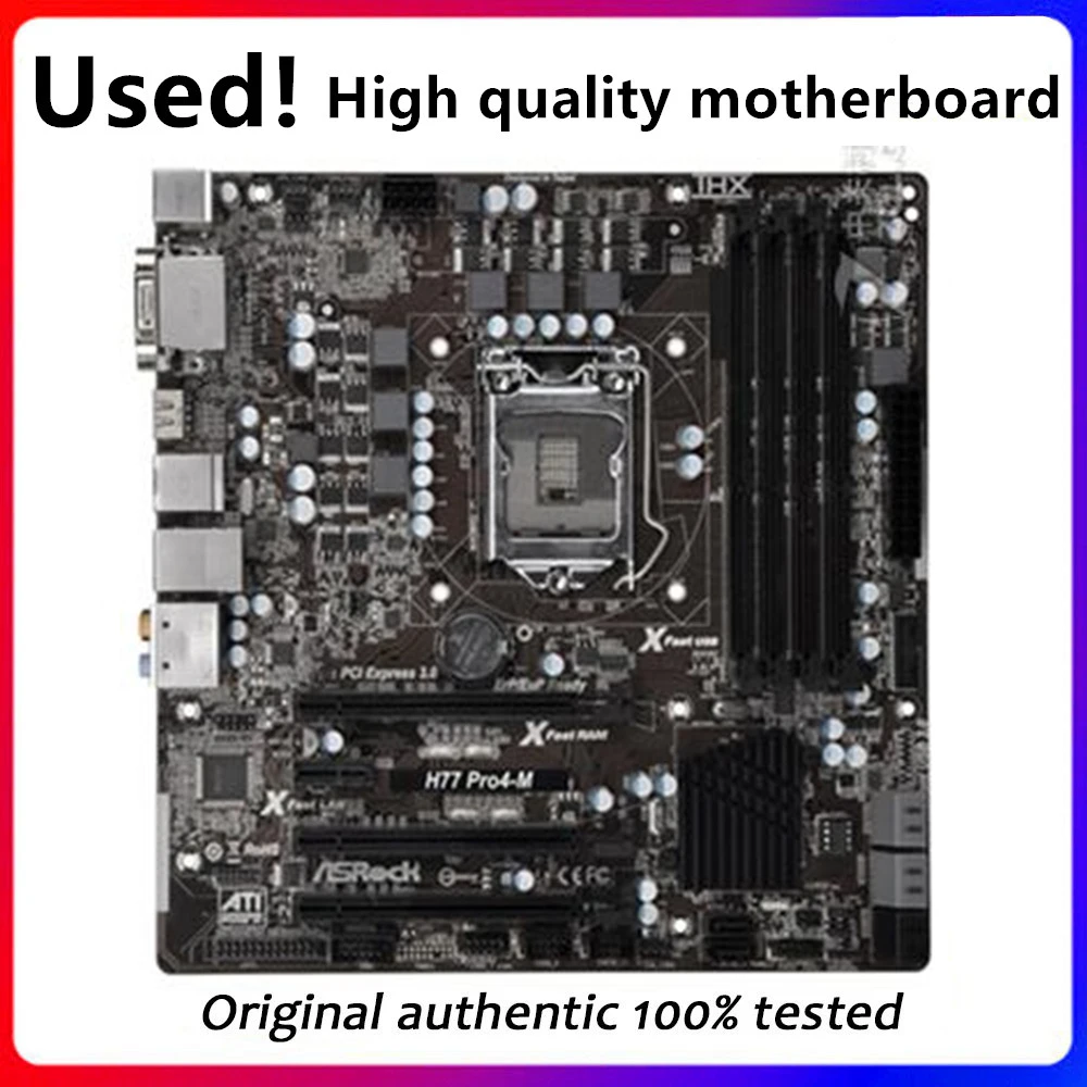 For ASRock H77 Pro4-M Computer Motherboard LGA 1155 DDR3 32GB M-ATX For Intel H77M Desktop Mainboard  SATA II PCI-E X16 Used