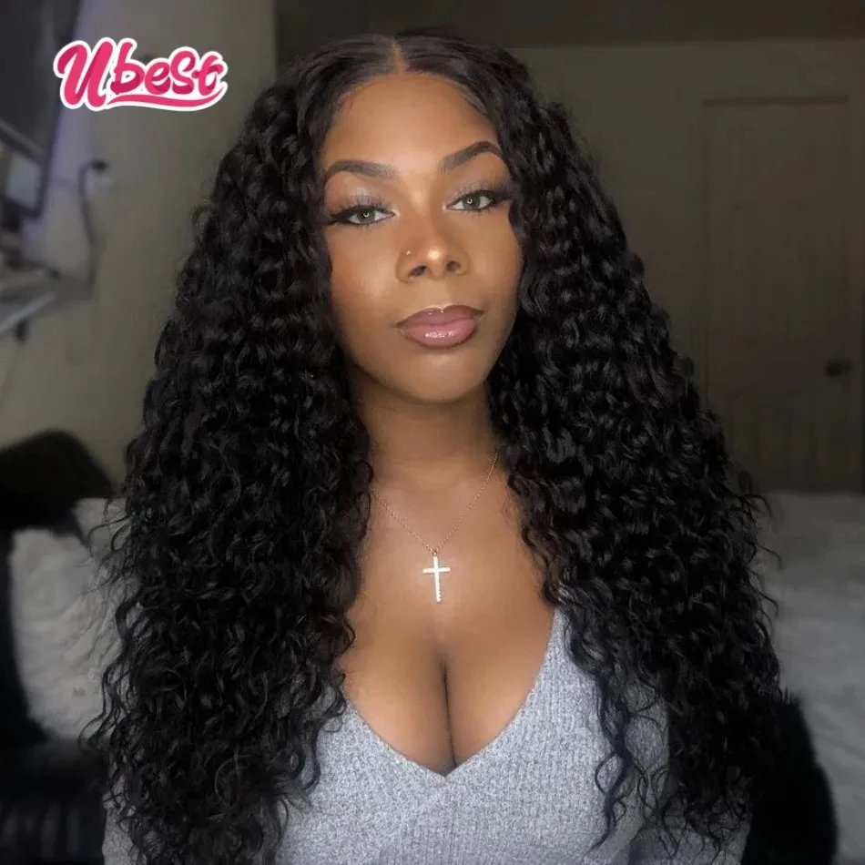 Brown Colored 13X6 Curly Water Wave Transparent Lace Front Wigs 100％ Human Hair 200％ Density Brazilian Hair Remy Hair Wigs