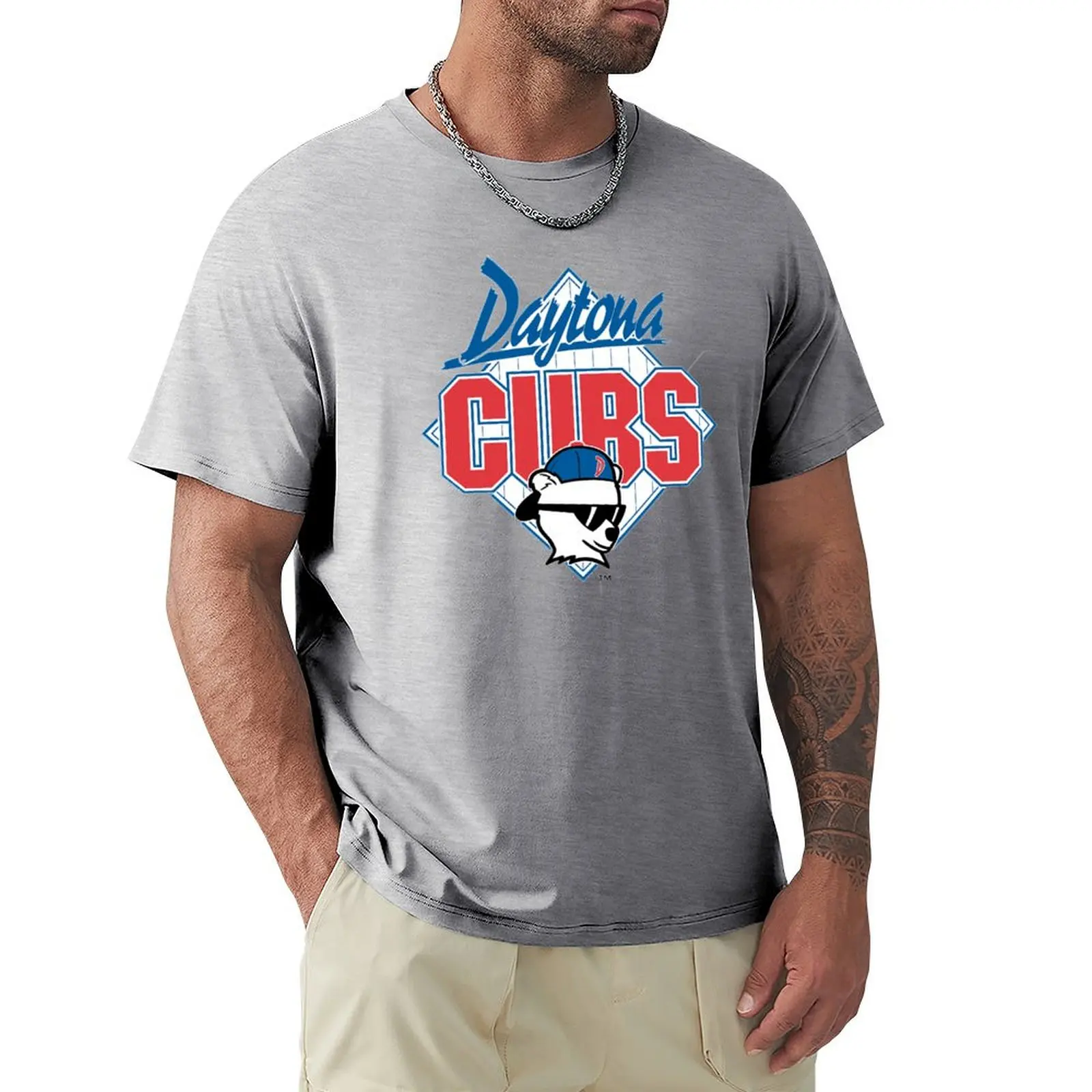 Daytona Cubs Baseball T-Shirt graphics boys animal print plus size tops black t-shirts for men