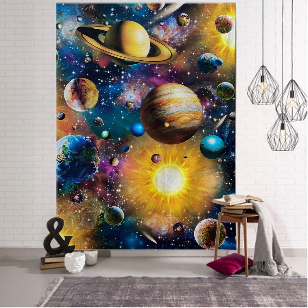 Starry Sky Art Painting Tapestry Black and White Planet Universe Constellation Tapestry Home Bedroom Wall Decoration Life