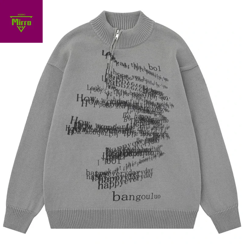 

Letter Graphic Vintage Sweaters Unisex Casual Loose Knit Jumper Pullover Sweaters Streetwear Harajuku Hip Hop Oversized Sweaters