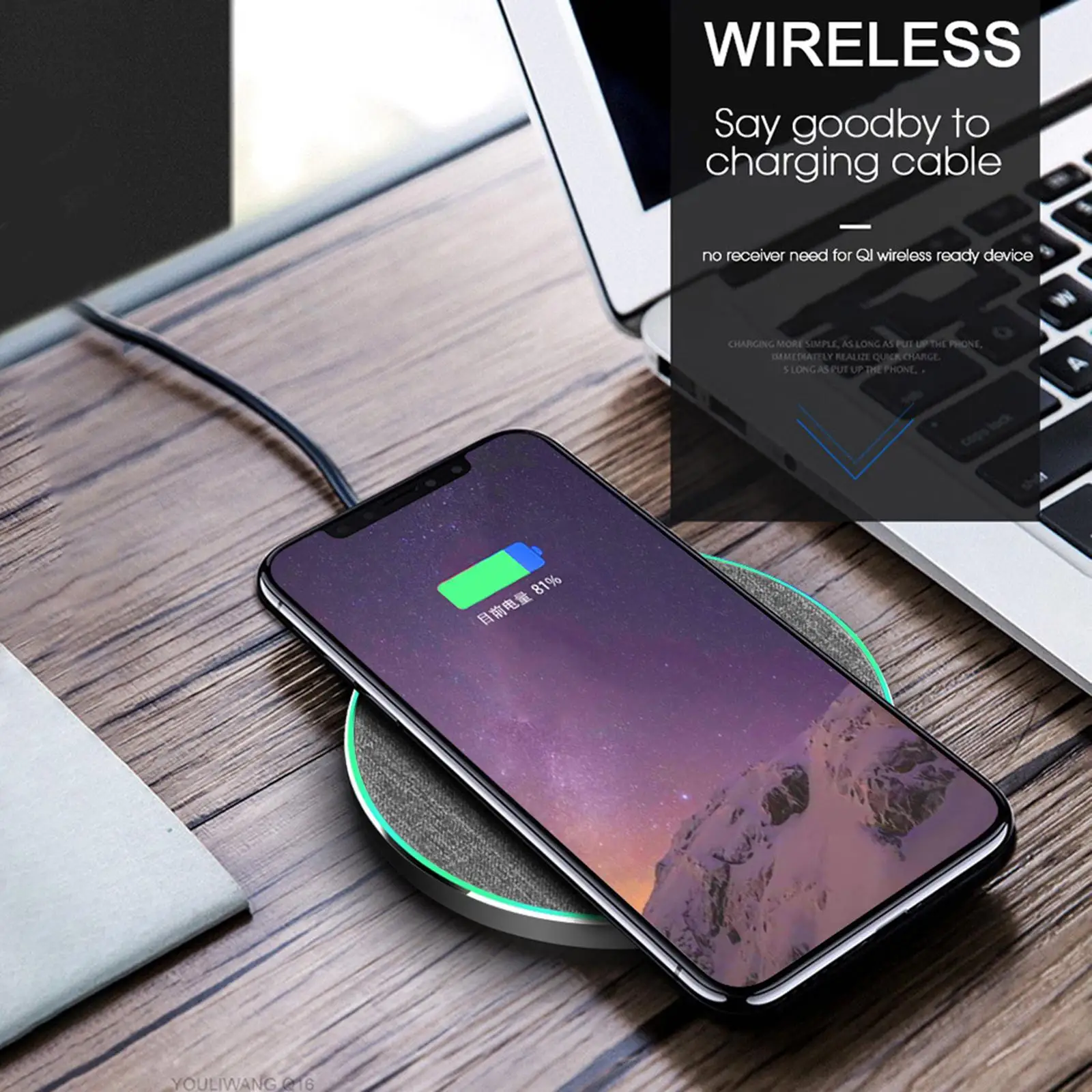 Super Thin 15W Wireless Fast Charger Charging Pad Dock for iPhone XS X 8