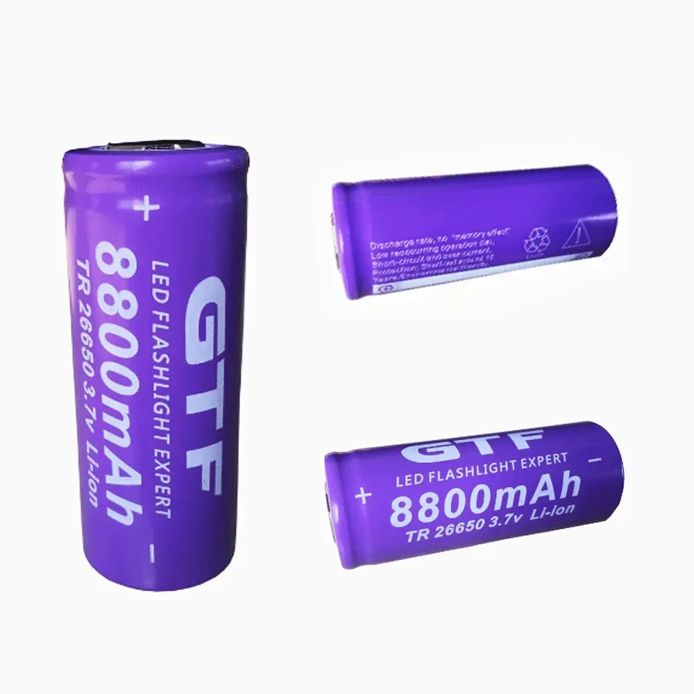 8800mAh 100% rechargeable 26650 3.7V lithium ion battery for LED flashlight, high quality.