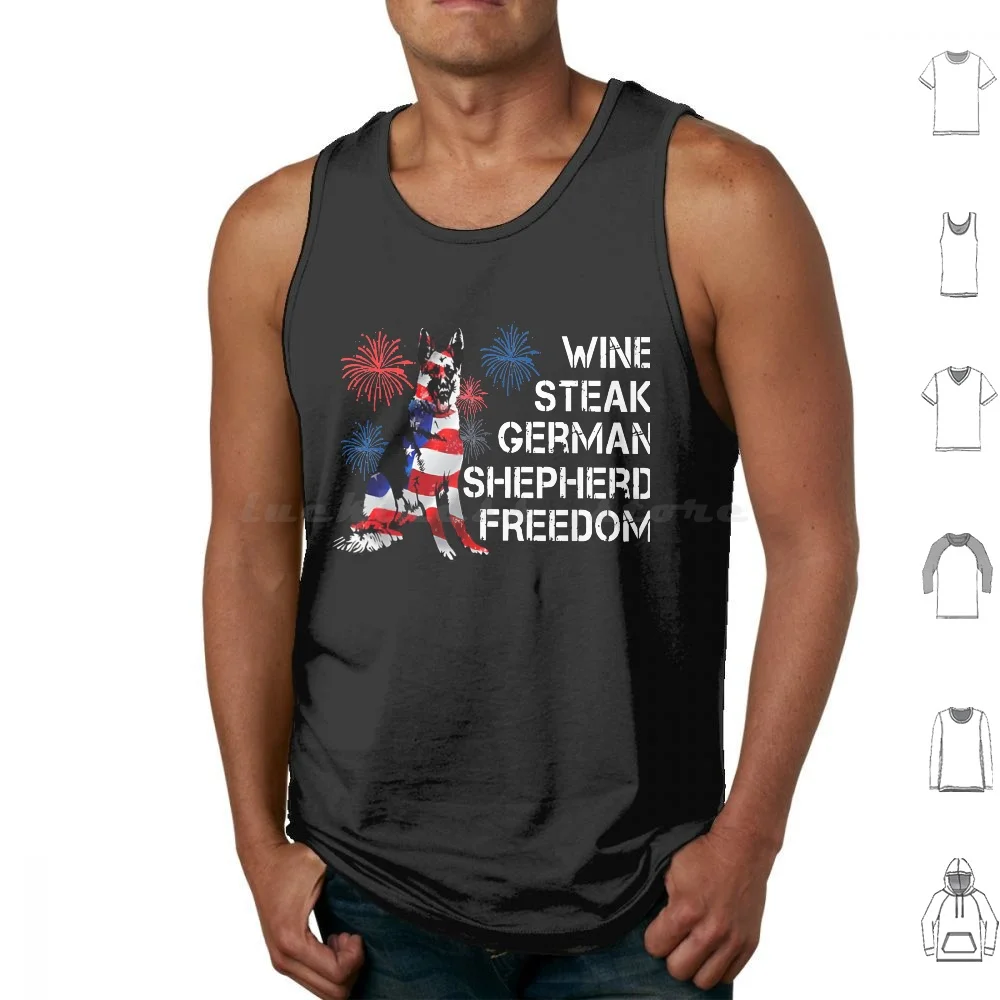 Wine Steak German Shepherrd 4th Of Julyy Tank Tops Vest Sleeveless Wine Steak German Shepherrd 4th Of Julyy