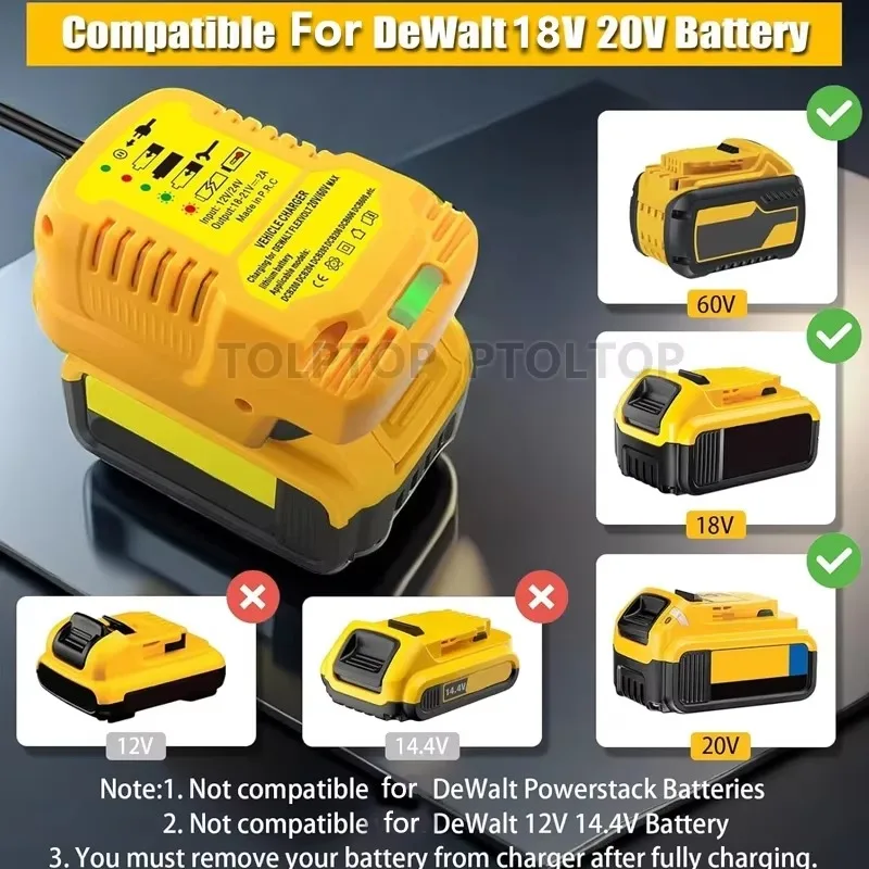 Mini Caricabatteria Da Auto Compatto Per Makita Per Milwaukee Per Dewalt Per Einhell 18V Batteria Caricabatteria Da Auto Accendisigari Spina caricatore