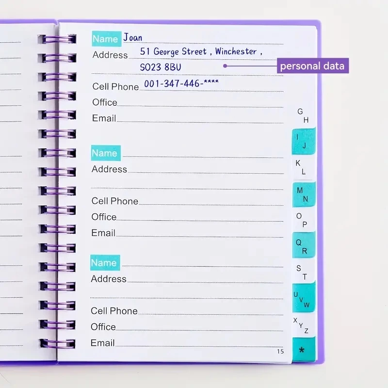 Imagem -03 - Notebook com Guias de Endereço de Telefone e Livro de Aniversário Bloco de Notas Roxo Almofadas Escritório e Material Escolar