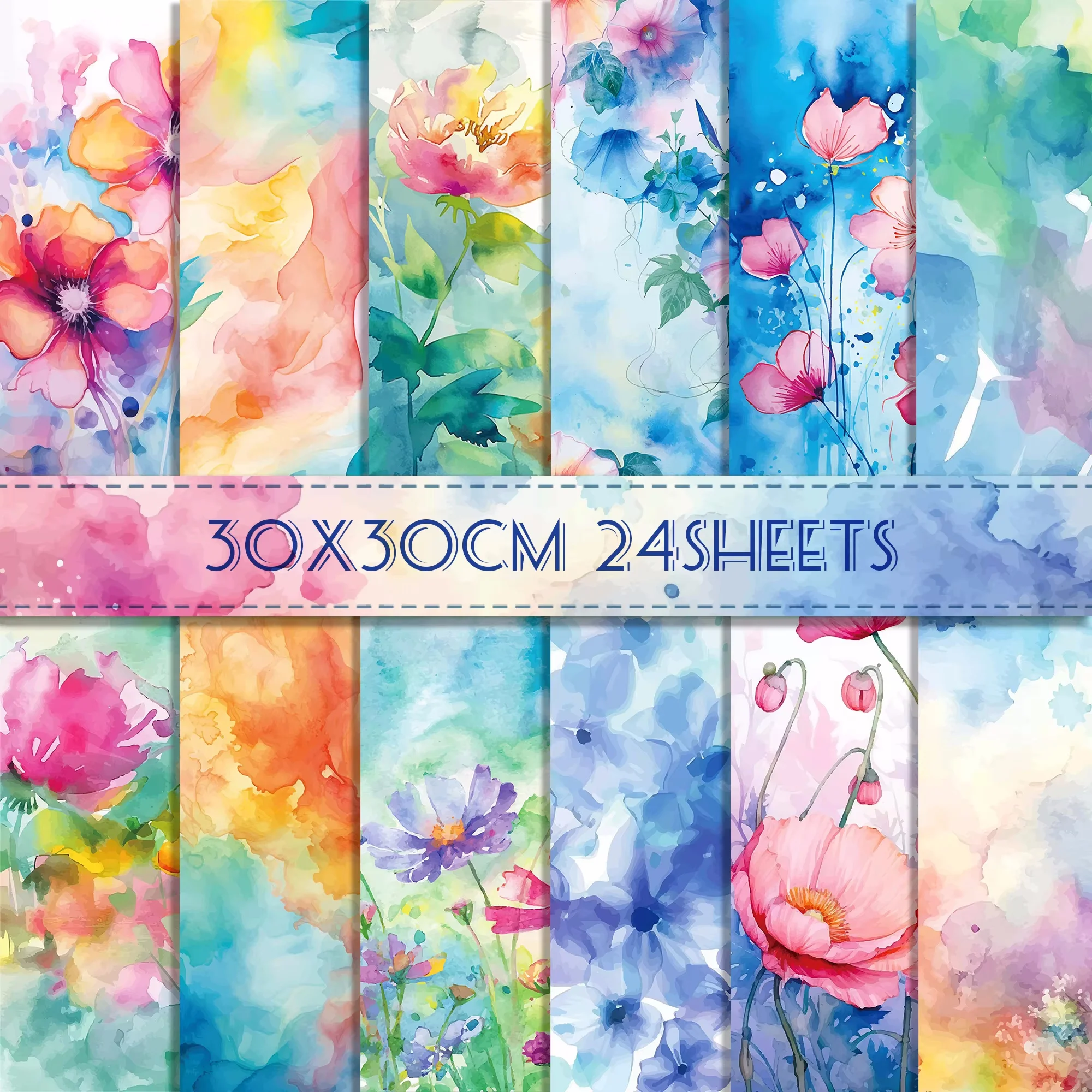 24 stücke bunte Blumenmuster Blumen Sammelalbum Papier Party Geschenke dekorative Verpackung Handwerk Geschenk papier 30*30cm