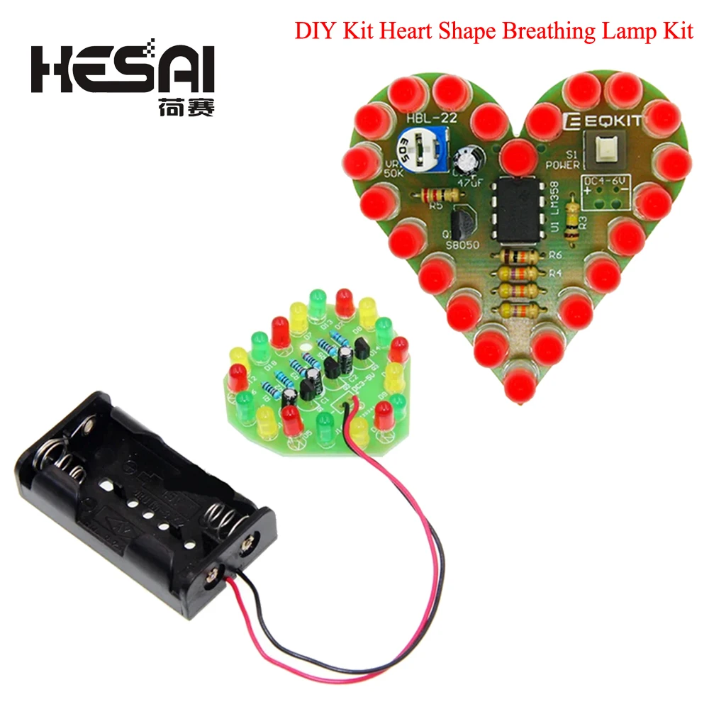 DIY Kit Heart Shape Breathing Lamp Kit DC 4V-6V Breathing LED Suite Red White Blue Green DIY Electronic Production for Learning