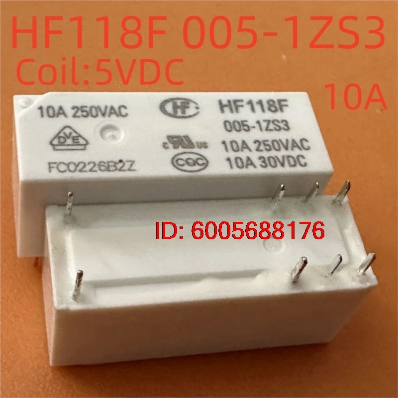 10PCS New HF118F 012-1ZS3 HF118F 005-1ZS3 (118FC8-10A-5V12V) Relay 8pins