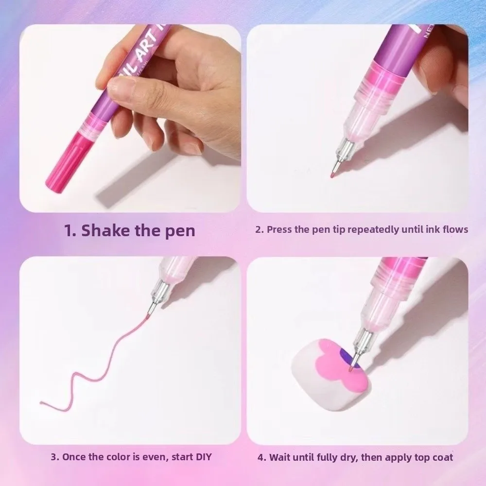 12 Colors Nail Art Graffiti Pens Waterproof Quick Drying Nail Marker Drawing Acrylic Paint 0.5mm Nail Doodle Pens DIY Nail Art