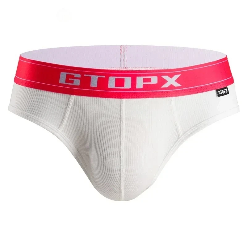 Men Sexy Briefs Ribbed Modal Thin Breath Comfort Sweat Absorption Soft Underwear Gays Low Waist U Convex Pouch Sports Underpants