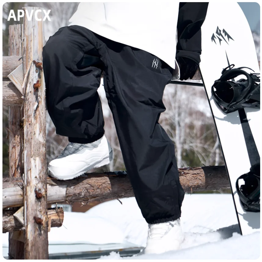 APVCX 2025 Unisex 3L HardShell Ski Pants Waterproof Windproof Thermal Snowboard Trousers with Fleece Lining for Winter Sports