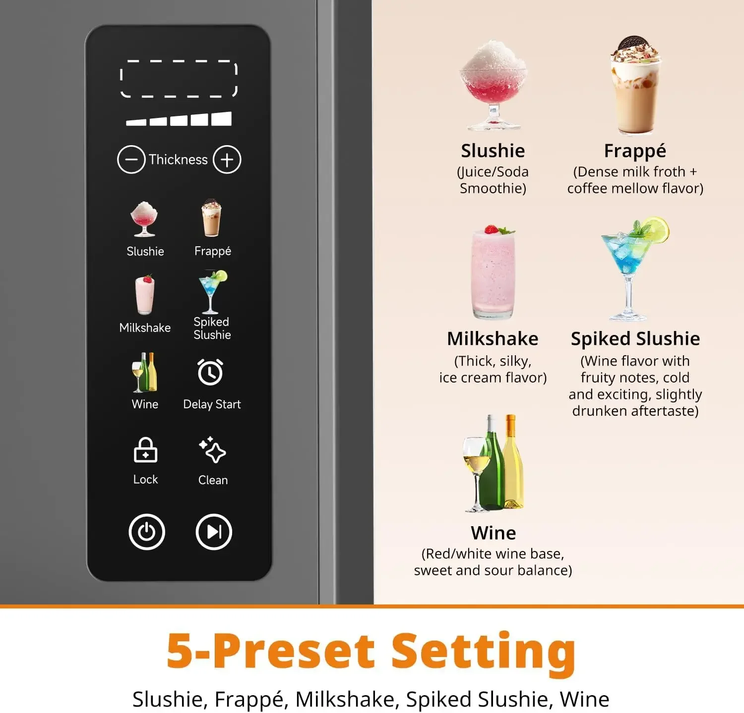 آلة Slushie Machine 88 أونصة آلة Slushy ذات الشاشة الملونة، صانع المشروبات المجمدة الاحترافي، لا حاجة إلى ثلج، مخفوق الحليب، Frappé، رمادي