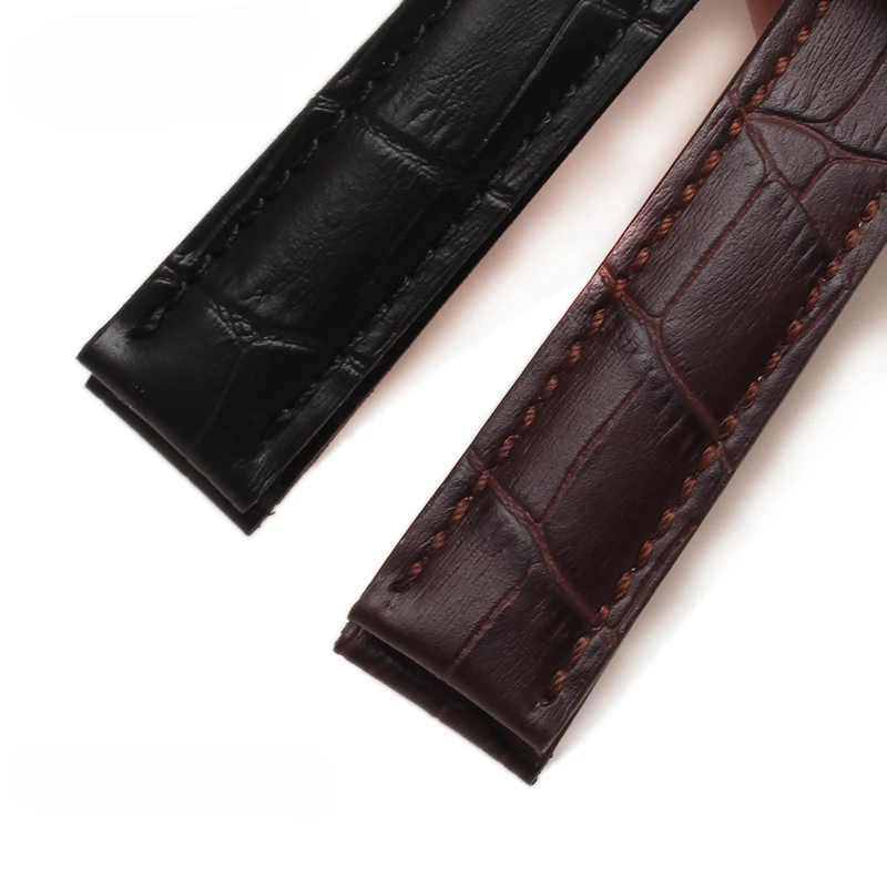 Genuine Leather Watch Strap for Cartier Tank London Solo Men\'s and Women\'s 16 18 20 22 25mm Flat Interface Folding Buckle Band