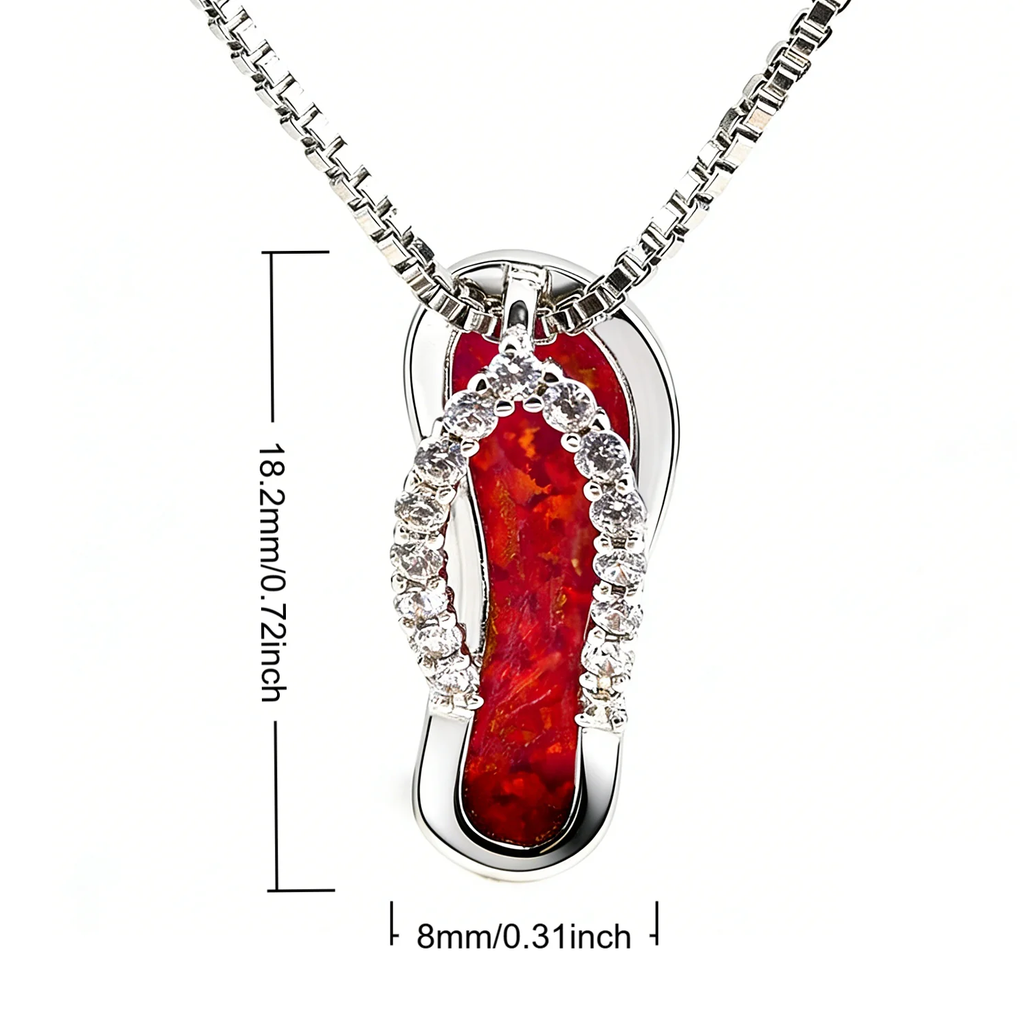 Collar con Colgante de Sandalia de Ópalo Rojo, Amuleto de Sandalia con Circonita, Joyería Bohemia para Vacaciones de Verano en la Playa, Regalo de Cumpleaños para Ella