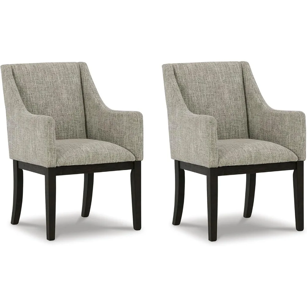 

Burkhaus Traditional Dining Upholstered Arm Chair, 2 Count, Gray & Dark Brown