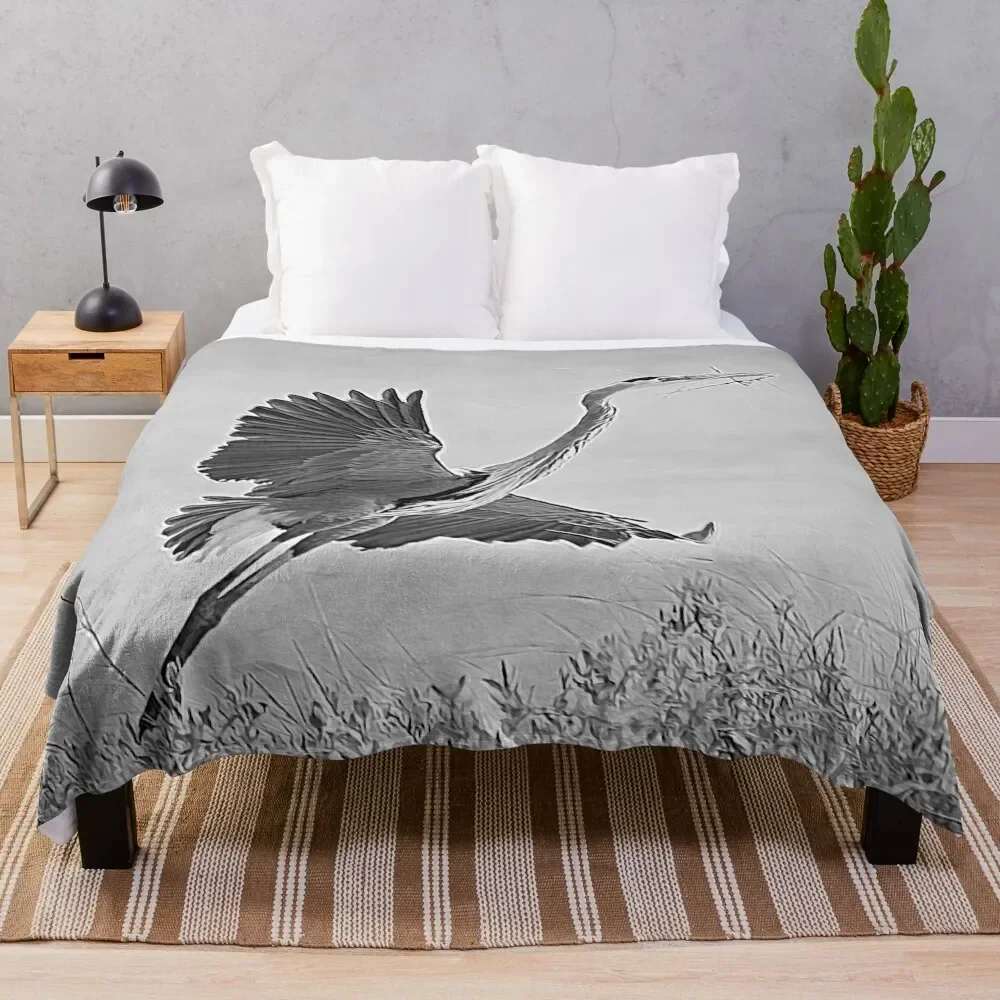 Great Blue Heron Nest Building Time Black and White Throw Blanket Softest Luxury Brand Camping Weighted Blankets