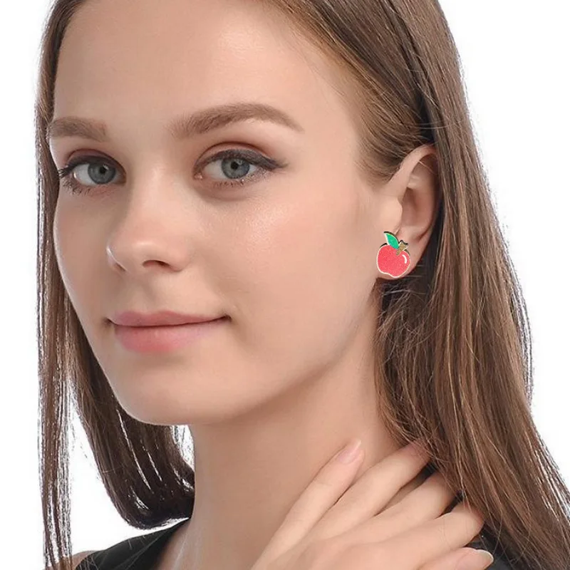 Irregular Wood Geometric Stud Earring For Women Teacher Apple Rule Coffee DIY Earrings Jewelry Gifts Accessories Findings