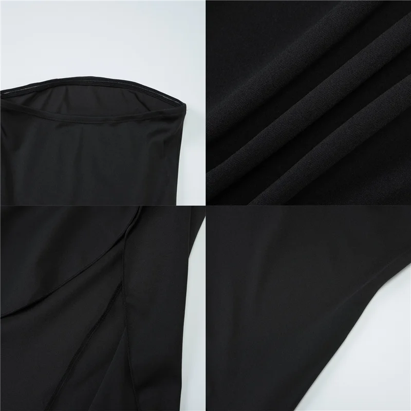 ABRT-여성용 Strapless Backless High Split Long Dress Ruched Off 숄더 민소매 Bodycon 파티 드레스