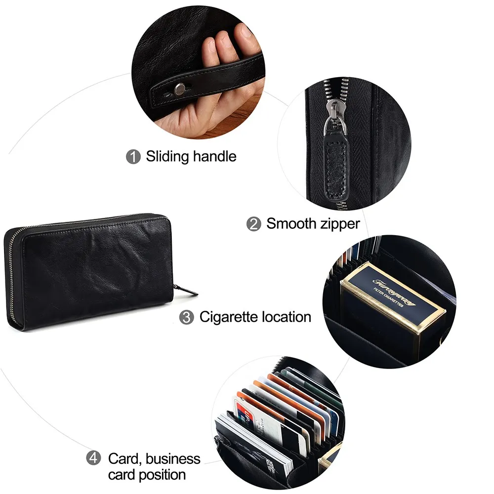 JOYIR Genuine Leather Men\'s Long Wallet Large Capacity Clutch Bag Business RFID Card Holder Checkbook Wallet Phone Purses 