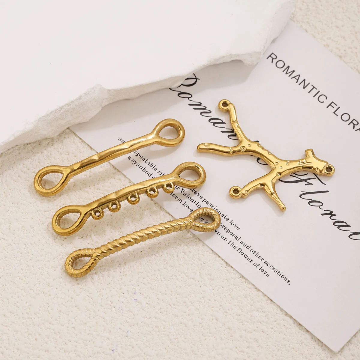 5pcs 18K Gold Plated Stainless Steel Coral Connector Natural  Pendants DIY Necklace Bracelet Earrings Jewelry Making Accessories