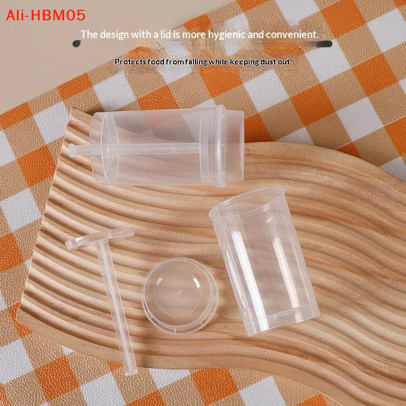 (HB05)10pc Pushable Cake Holders Diy Push Cake Mold Cylinder Shaped Cake Pusher Push Pops Plastic Container With Lid For Kitchen