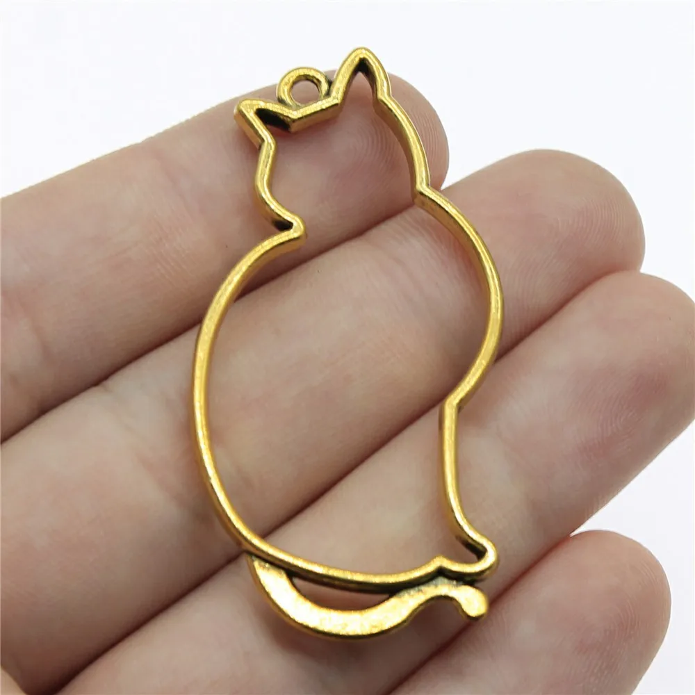 10pcs Charms Cute Cat Tibetan Bronze Silver Color Animal Pendants Antique Jewelry Making DIY Handmade Craft