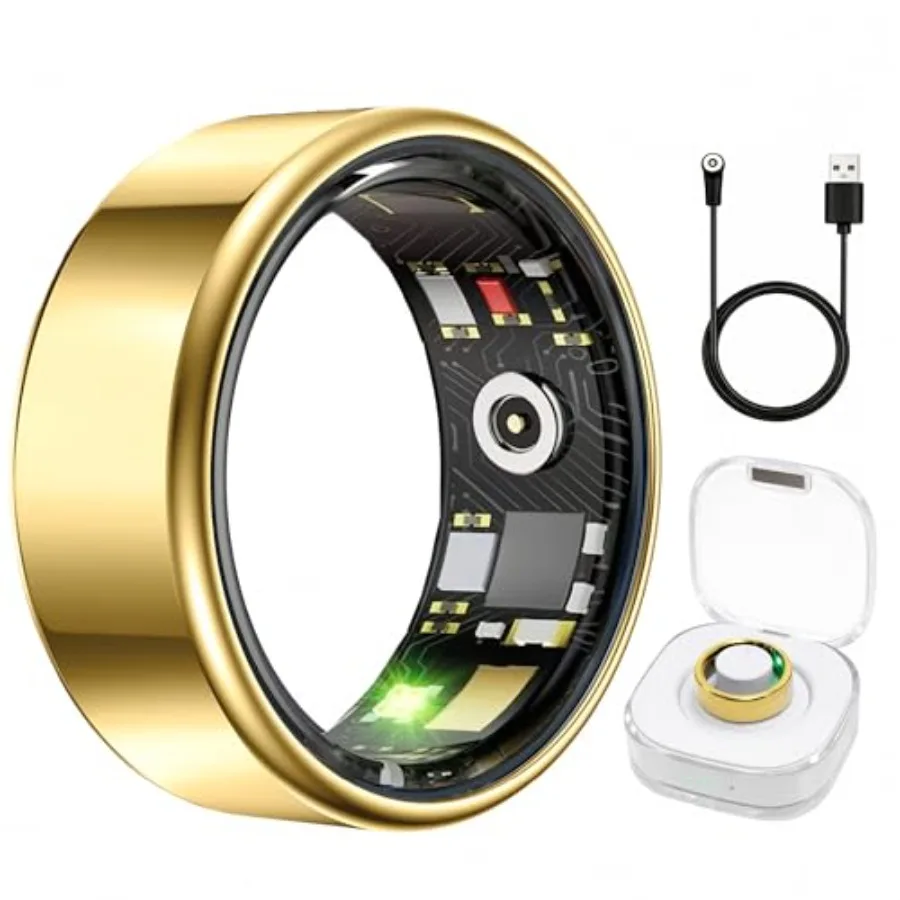 Anillo Inteligente con Monitor de Salud y Actividad Física para Hombres y Mujeres, Frecuencia Cardíaca, SPO₂, Monitoreo del Sueño y la Actividad, Resistente al Agua IP68, Larga Duración