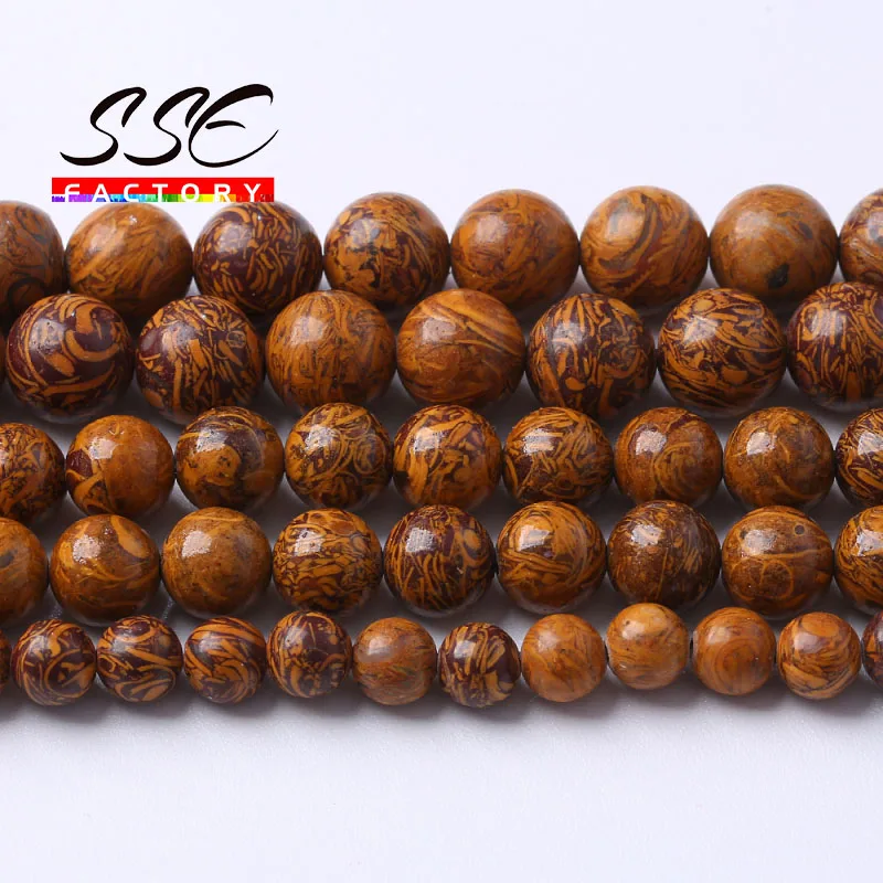 Round Natural Elephant Skin Jaspers Stone Beads Loose Spacer Beads For Jewelry Making DIY Bracelet Accessories 4/6/8/10/12mm 15\