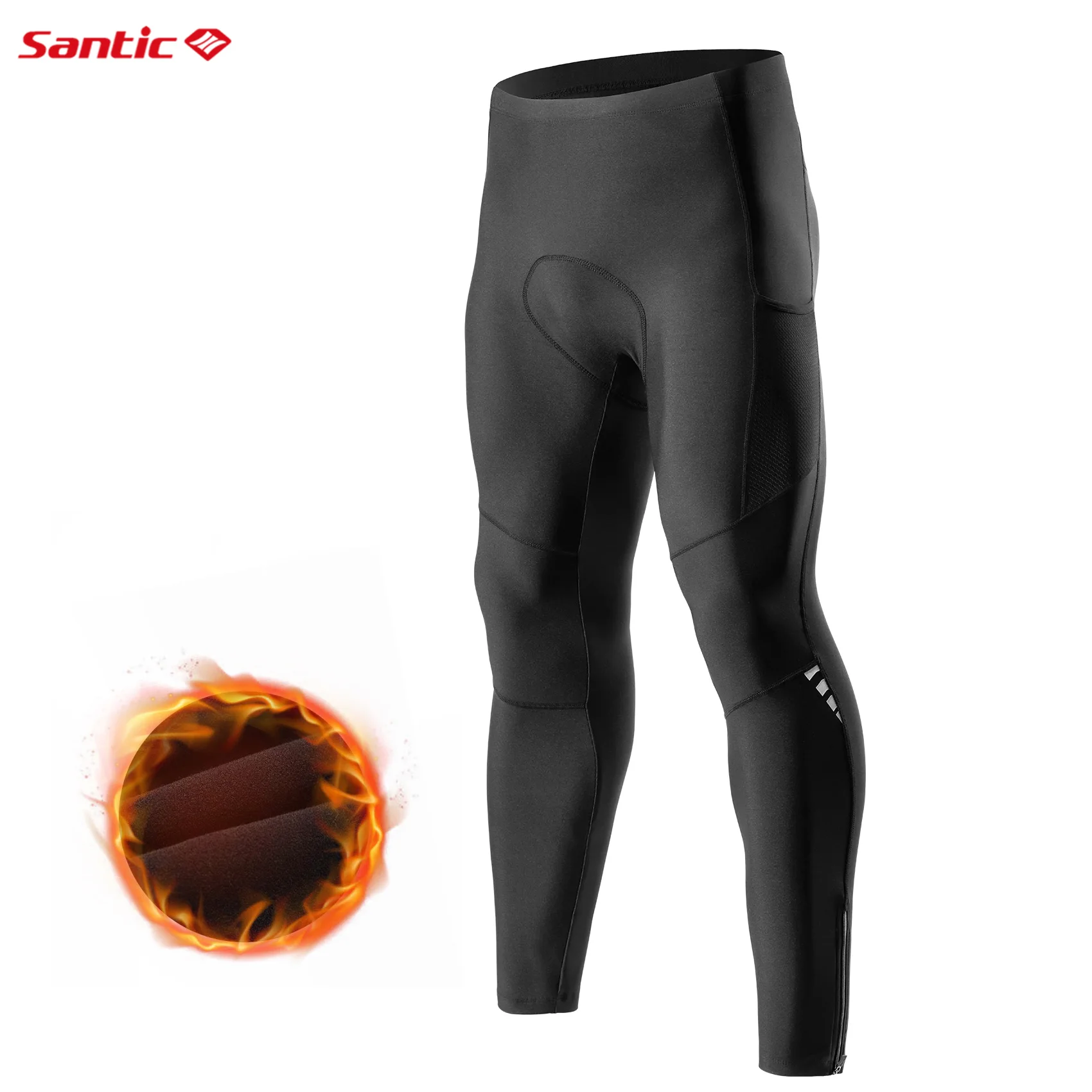

Santic мужские велосипедные брюки зимние сохраняющие тепло ветрозащитные велосипедные длинные брюки MTB велосипедные брюки с подушкой брюки для верховой езды светоотражающие