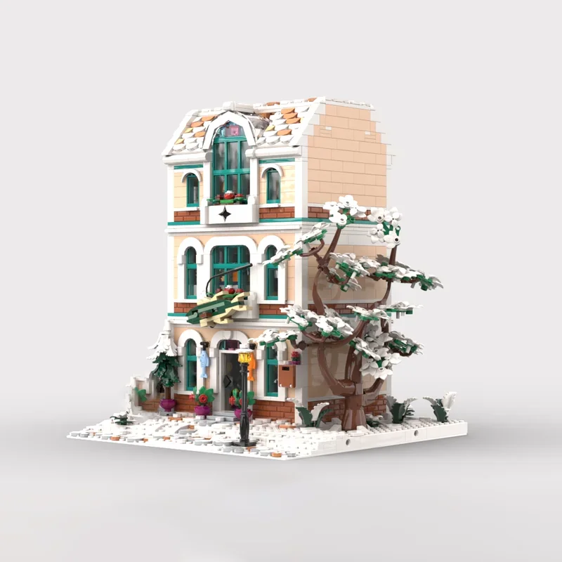 City Street View Model Moc Building Bricks Winter Fishing Store Model Technology Blocks Gifts Christmas Toys DIY Assembly