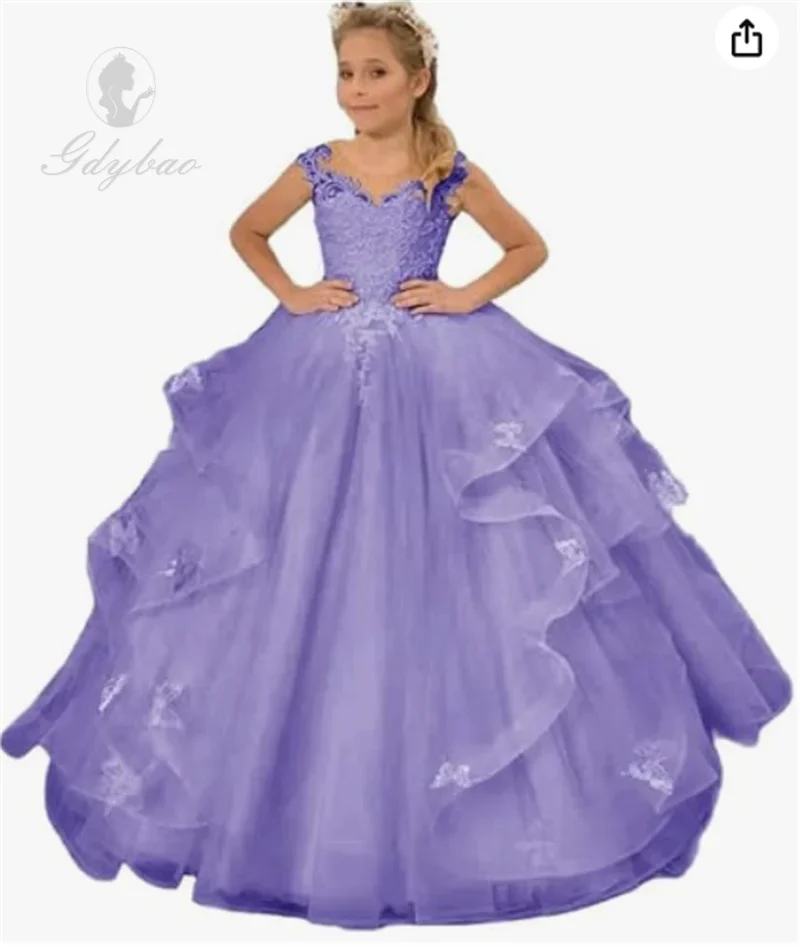 A + vestidos de niña de flores para boda, vestidos escalonados con volantes, vestido de desfile de princesa, vestidos de baile de graduación de tul para niñas, vestidos de primera comunión