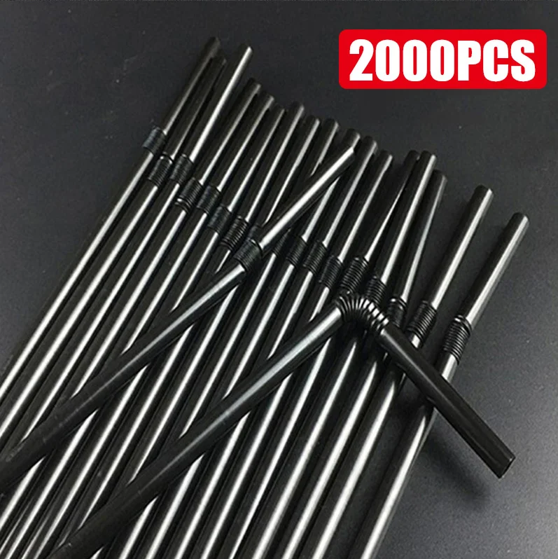 50-3000PCS Veelkleurige Rietjes Rietjes Melk Thee Bar Party Bruiloft Keuken Woonaccessoires Drank Zwart Stro Groothandel