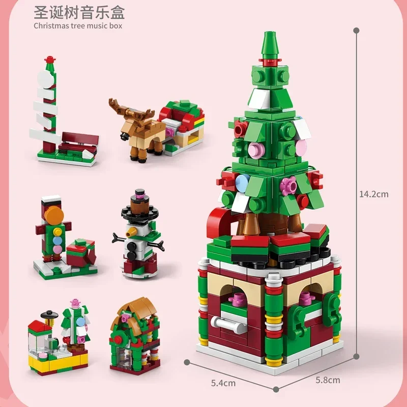 Mini Christmas Tree Model Bricks Building Block City Train Santa Claus Cake Children\'s Toys Christmas Kids Gift Boys Girls