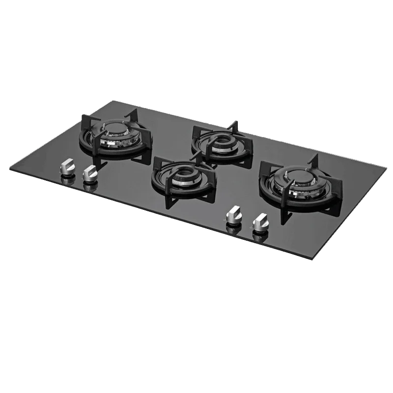 Odm Oem Cooking Appliances 8mm Thickness Tempered Glass 4 Burner Built In Gas Hob For Home Use