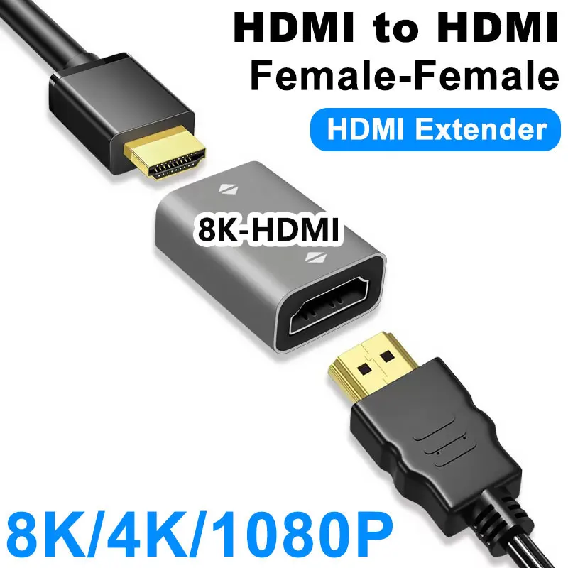 4K 8K HDMI Cable Adapter  Female  to Female Connector 4K 8K HDMI Extender for TV Stick PS4 PS5 Xbox PC Laptop
