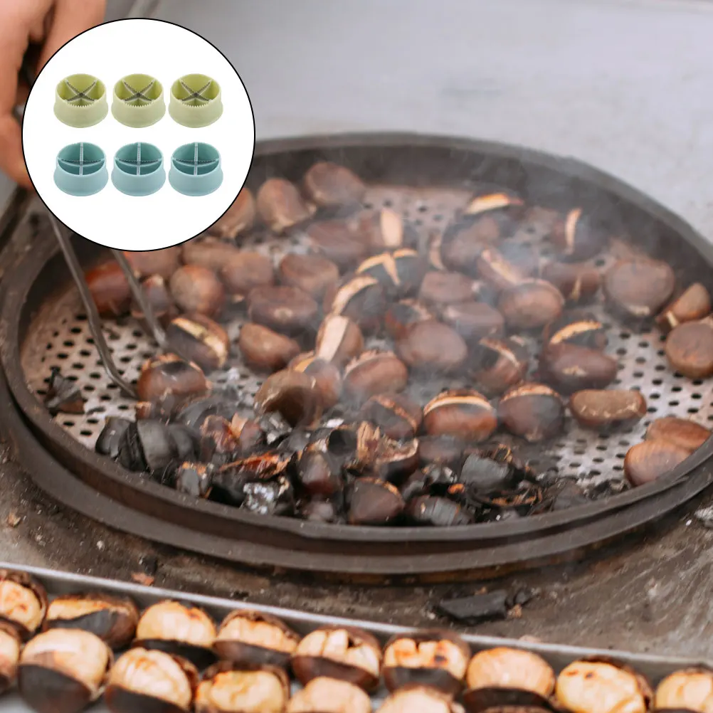 

6Pcs Manual Chestnut Cutter Plastic Stainless Steel Nut Opener Cross Saw Tooth Nuts Opening Tool Practical Kitchen Gadget