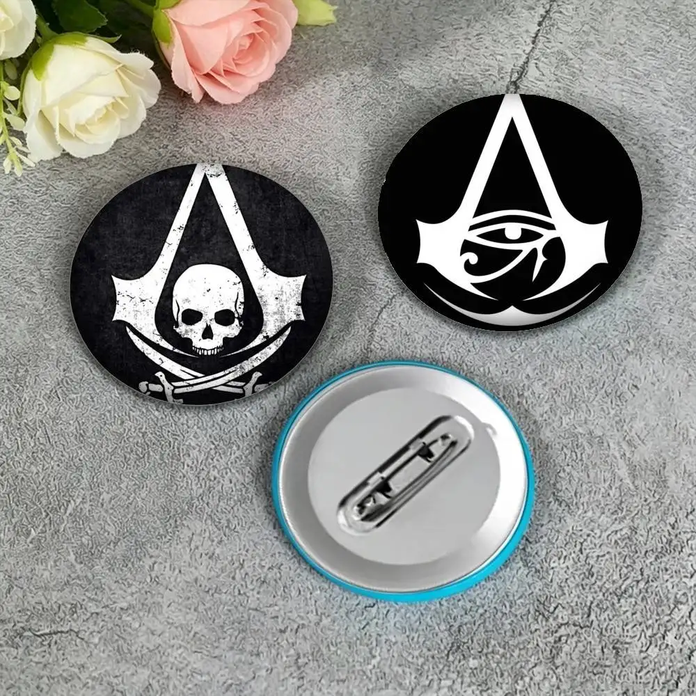 LOGO A-Assassins-Creed 25 32 44 58 75mm Badges Personalized Round Brooches Pins Accessory Gift
