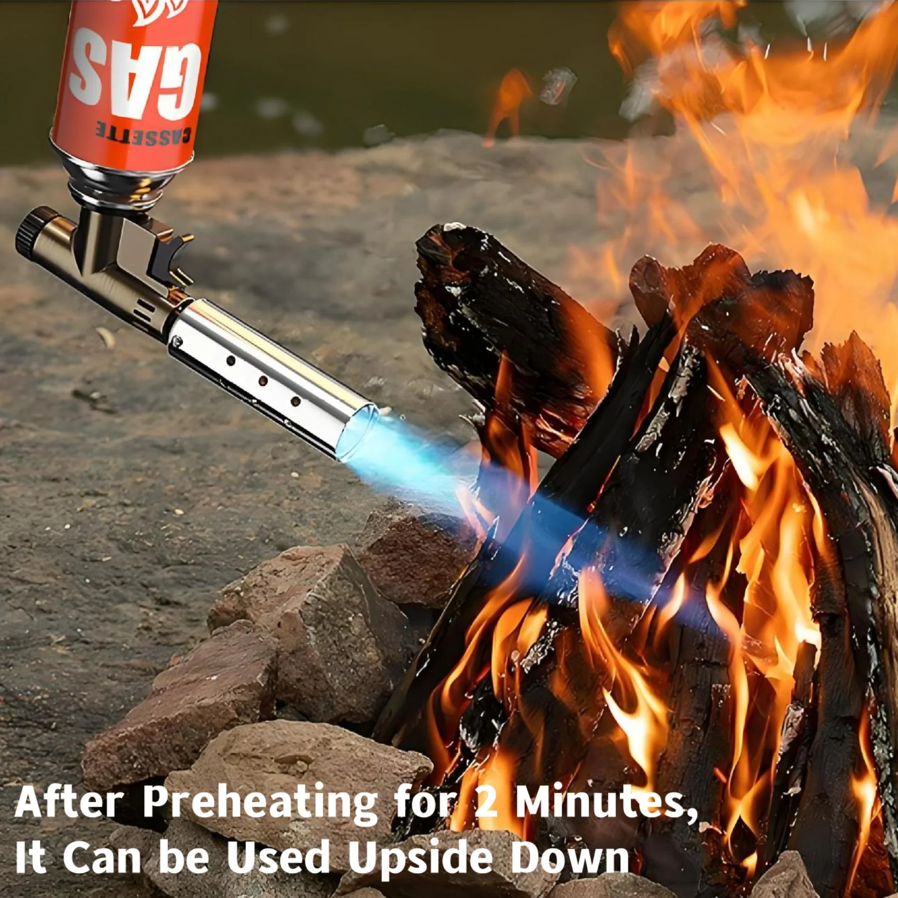 شعلة غاز قوية كبيرة من البيوتان مثالية للتخييم والشواء وشريحة لحم الطبخ والخبز وإزالة طلاء اللحام - الوقود غير متضمن (قطعة واحدة) #6