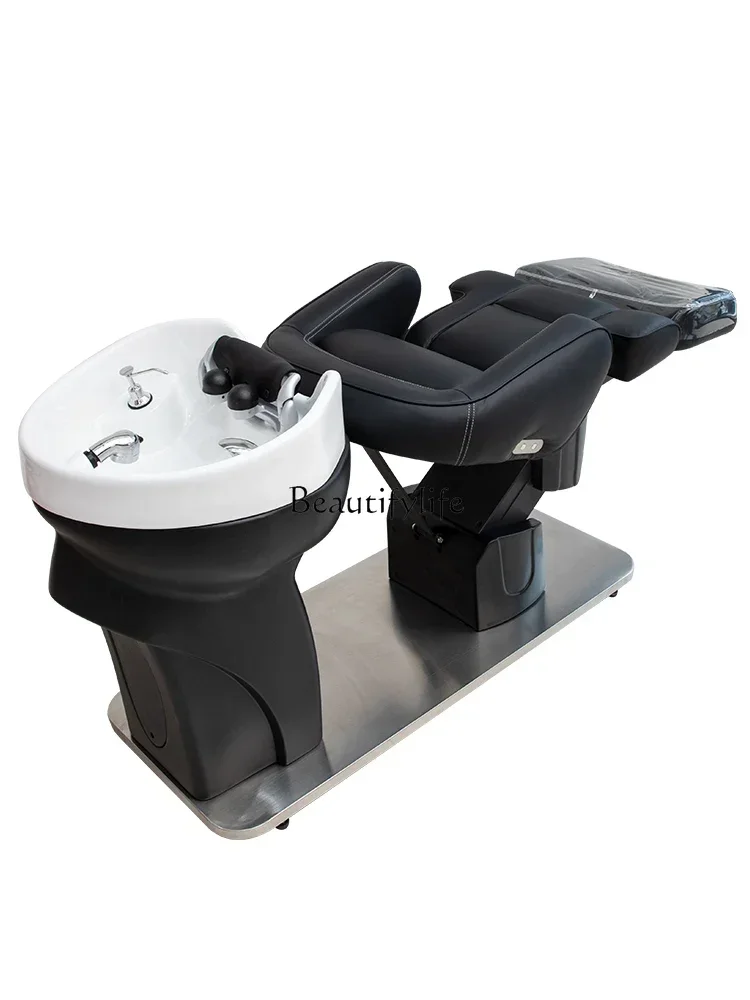 High-End Hair Salon Electric Shampoo Chair for Hair Salon Lying Half Ceramic Basin Flushing Bed