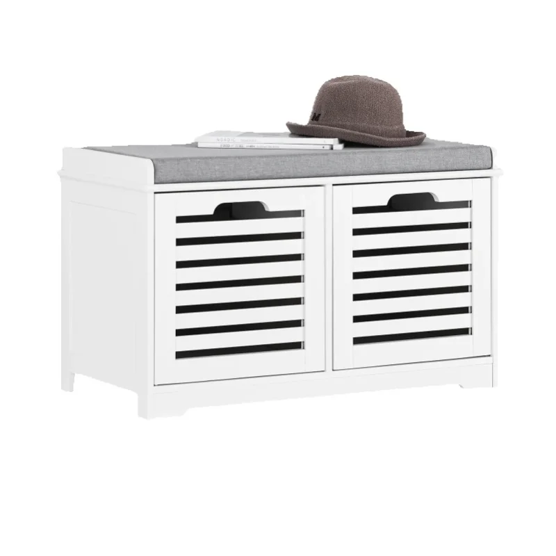 SoBuy FSR23-K Moderne Schuhtruhe Sitzkommode mit 2 Körben Sitzbank Schuhschrank mit Sitzkissen Spieltruhe