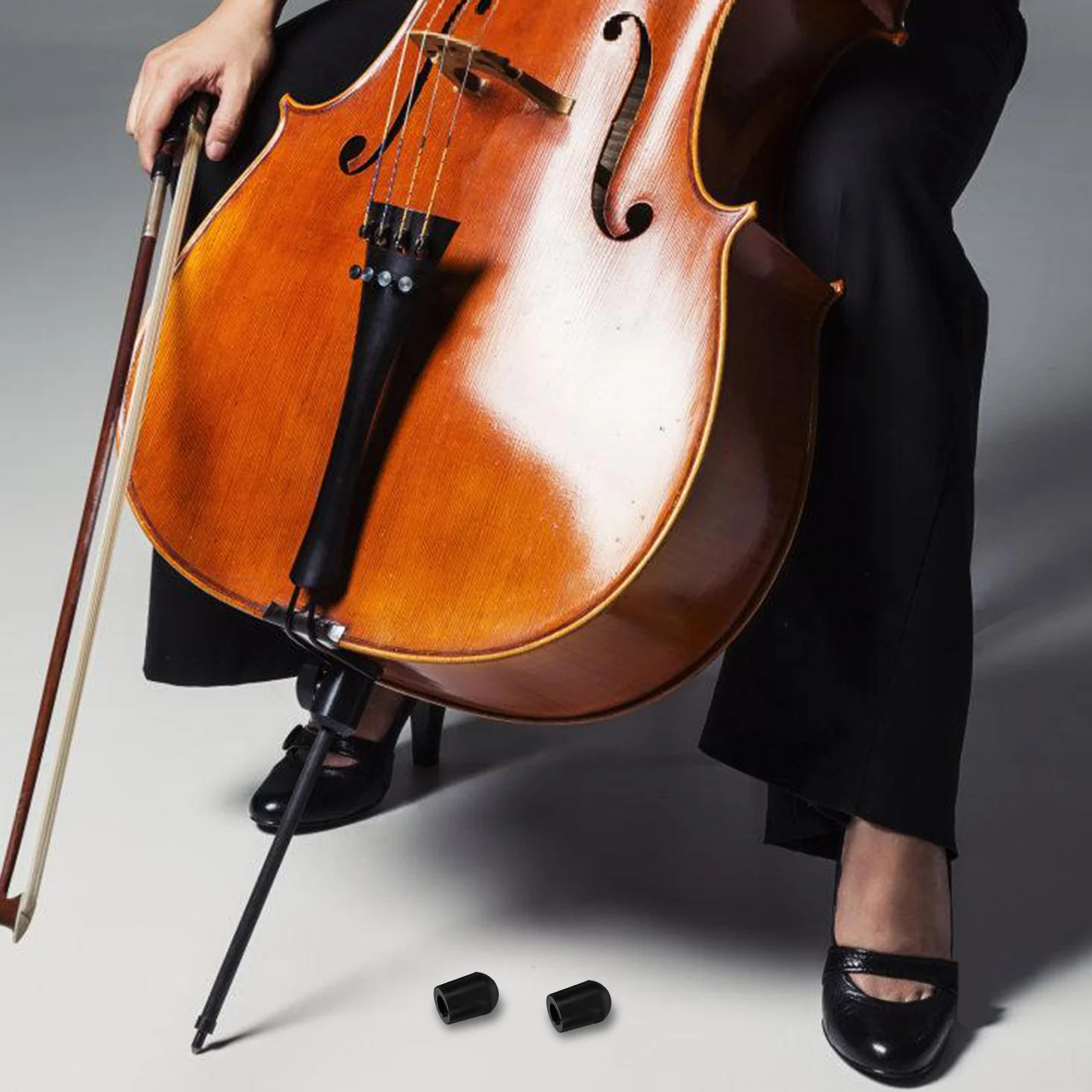 2 pçs baixo endpin almofadas antiderrapantes dicas de borracha para baixo duplo estabilidade proteção desempenho uso ao ar livre indoor preto endpin