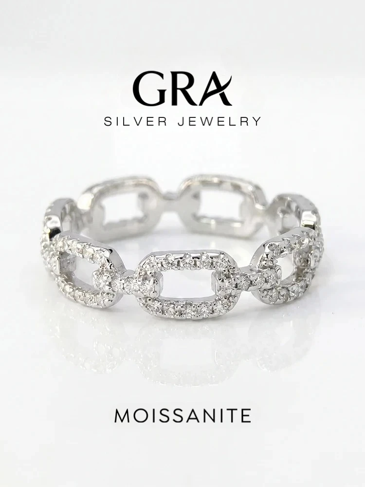 GRA Real Full Round Moissanite Diamond with Certificate Rings for Women Anniversary Wedding 925 Sterling Silver Fine Jewelry