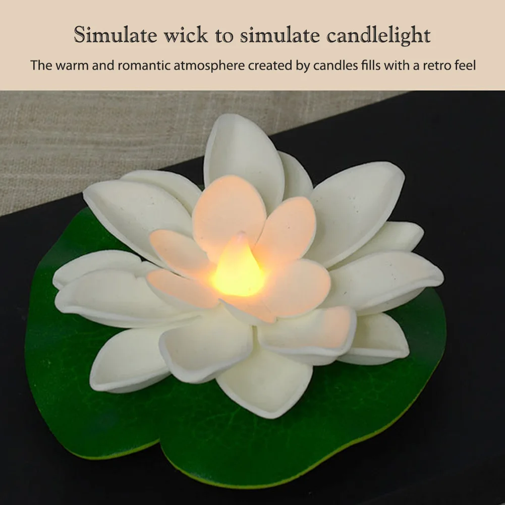 Funny Lotus Pool Lamp Electronic Floating Pool Light Battery Operated Lotus Floating Lantern Waterproof Decorative River Lantern