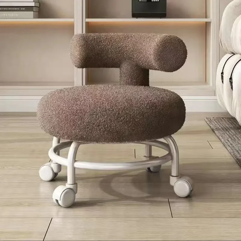 Professional Barber Chairs for Hairdressing, Household Pulley Low Stool with Baby, Lamb Wool Roller StoolGoods in stock
