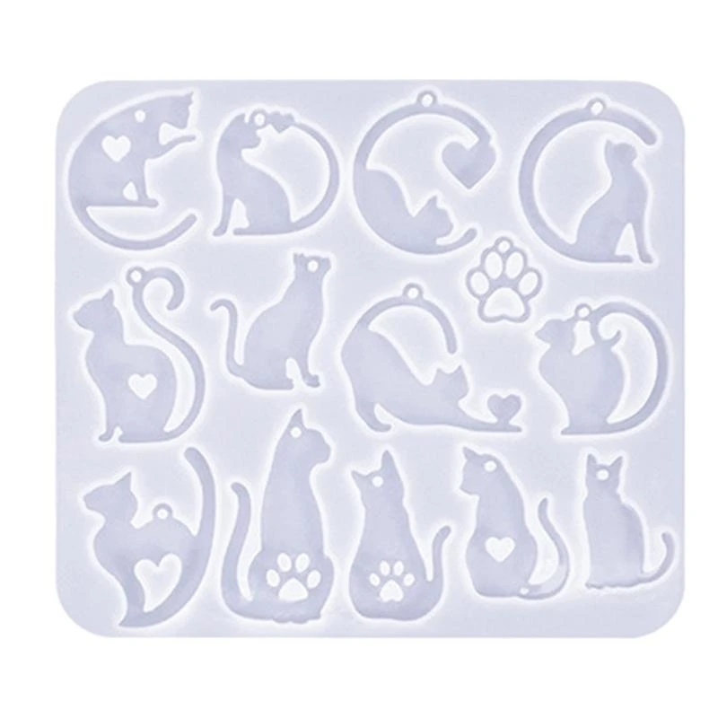 

Cats Earrings Silicones Mould Jewelry Making Molds Handmade Pendant Moulds with Hole Animal Molds Craft Supplies