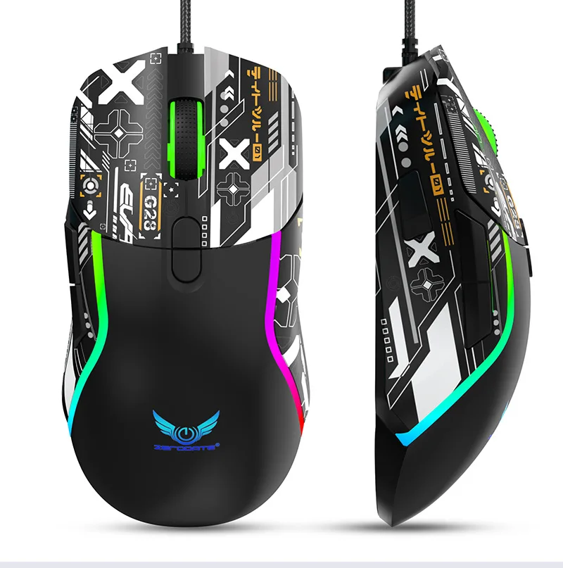 RGB Backlit Gaming Wied Optical Mouse 6400DPI Adjustable Ergonomic Design Gamer Mouse With Marco For PC Computer Laptop Tablet